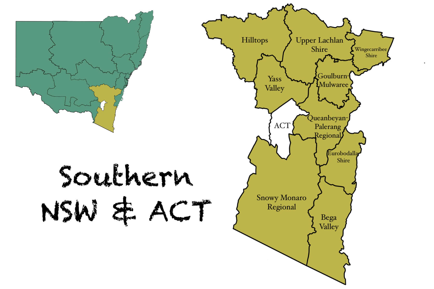 Southern NSW & ACT Map